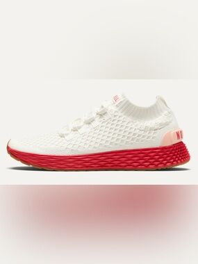 Kids Knit Slip-On Sneaker in White and Red